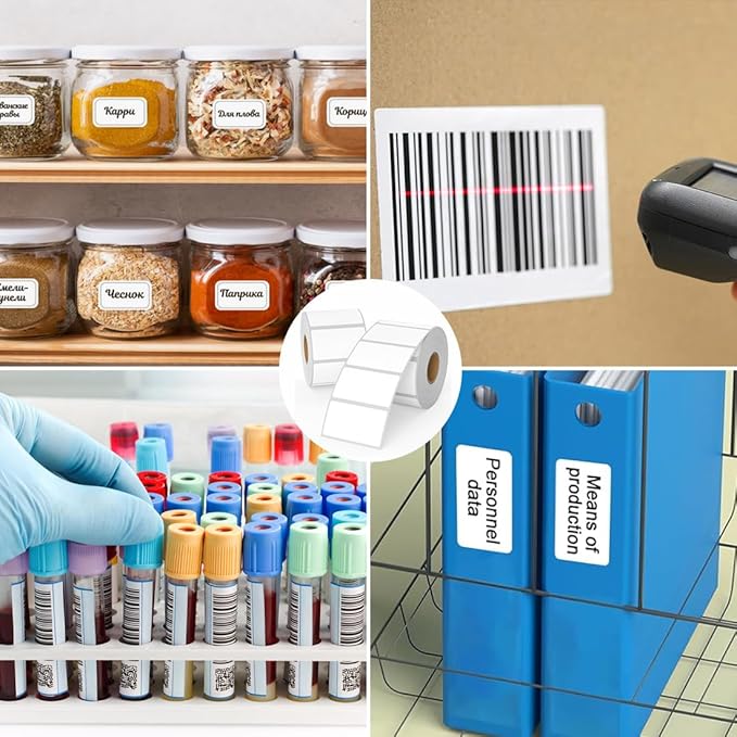Thermal Labels 2-1/4 x 1-1/4, Adhesive Label Stickers 1000 Printer Papers for Barcode, FNSKU, Mailing, Shipping, Compatible with Zebra, Rollo and More Thermal Printer