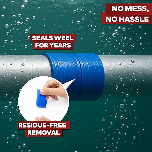 XFasten Self Fusing Silicone Tape Waterproof – 1" x 36 Feet Blue, Self Amalgamating Tape, Silicone Rubber for Plumbing, Sealing Pipes, Hose Repair, Outdoor Coax and Electrical Cables – Weatherproof