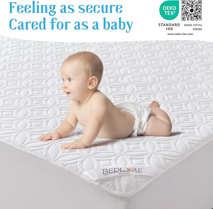 BEDLORE Waterproof Mattress Protector, Twin XL Size Mattress Pad with Deep Pocket 6"-15" Depth, Soft Breathable Bed Mattress Cover for Bedroom, College Dorm (White)