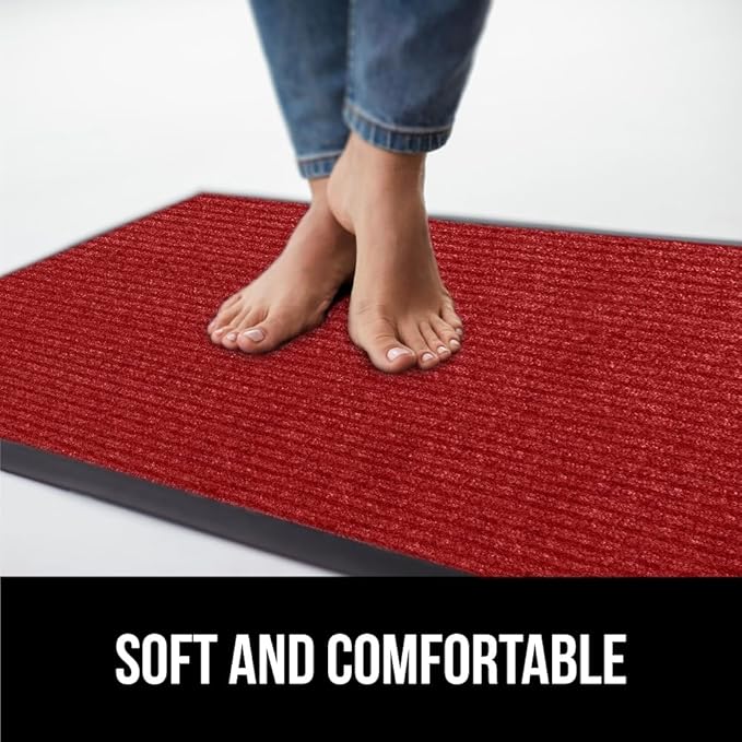 GORILLA GRIP Traffic Guard Door Mat, 70x24, Heavy Duty Welcome Mats, Commercial Office Space Doormat, Waterproof, Fade Resistant, Strong Rubber Backing, Low Profile, Shoe and Boot Scraper, Red