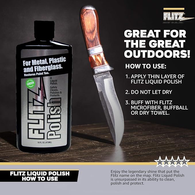 Flitz Multi Purpose Metal Polish Liquid - 3.4oz Bottle of USA-Made Tarnish Remover - For Aluminum, Chrome, Brass, Nickel, Silver - Non-Abrasive Metal Cleaner and Polish, Restorer (6 Pack)