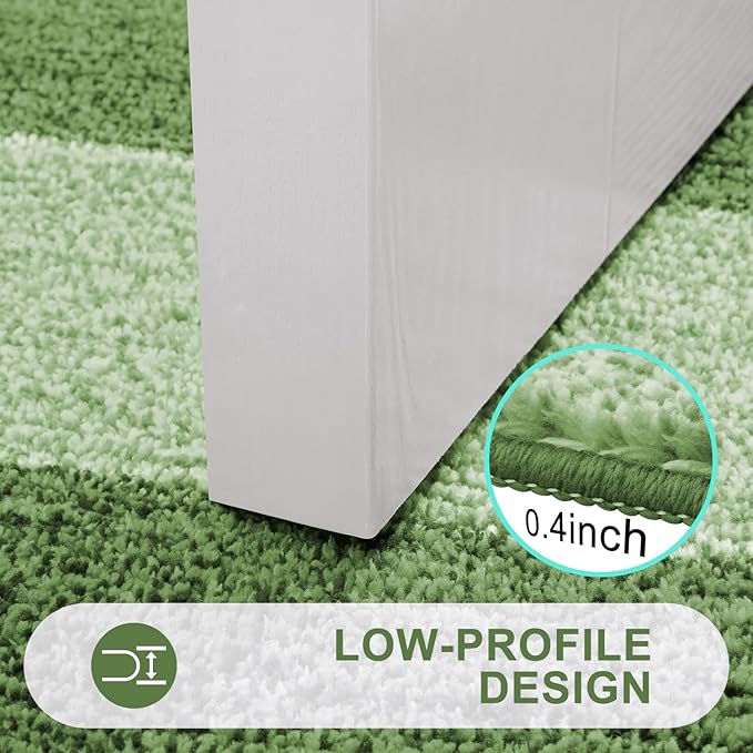 Kitinjoy Indoor Outdoor Door Mat, 71x47 Non-Slip Absorbent Dirt Trapper, Low-Profile Washable Inside Entrance Front Floor Mat, Sturdy Soft Entry Doormats for Entryway, Green