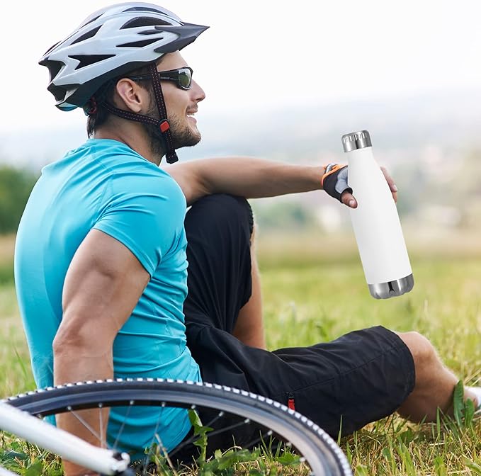 VEGOND 17oz Stainless Steel Water Bottles, Reusable Metal Sports Water Bottle Keeps Drink Hot and Cold, BPA Free Double Wall Vacuum Cola Shape Insulated Water Bottle for Camping Gym, 1 Pack