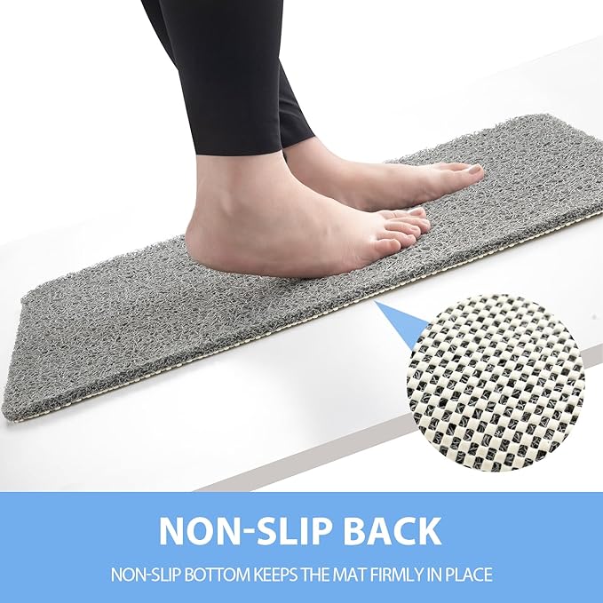 Non-Slip Bathtub Mat, Anti Slip Shower Mat, Fast Drying Bathtub Mats, Foot Scrubber Mat, Anti Slip Mat for Tub, Floor, Bathroom, Kitchen, Home, Hotel (Grey 36"×24")