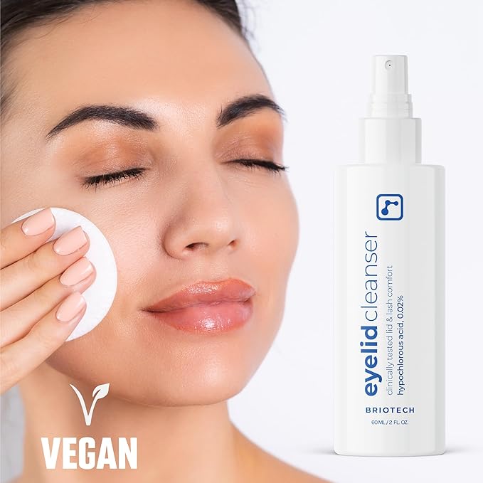 BRIOTECH Eyelid Cleanser, Hypochlorous Acid Spray, Lid & Eyelash Cleanser, Soothe Sensitivities, Calm Redness & Bumps, Support Against Irritation, Vegan, Travel Size 2 Fl oz (1 Pack)