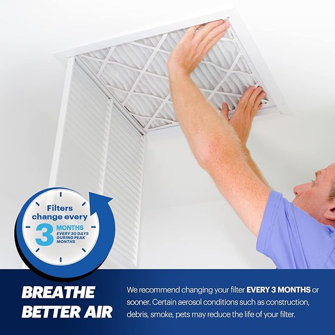 BNX TruFilter 12x20x1 Air Filter MERV 13 (6-Pack) - MADE IN USA - Electrostatic Pleated Air Conditioner HVAC AC Furnace Filters for Allergies, Pollen, Mold, Bacteria, Smoke, Allergen, MPR 1900 FPR 10