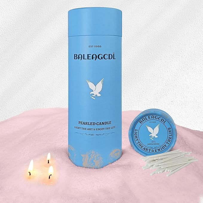 Unscented Pink Pearled Candle 18oz Luxury Sand Candle Granulated Wax - 30 Cotton Wicks – Wax for Candle Making Decorative Candles Smooth and Clean Burning Lasts up to 120 Hours