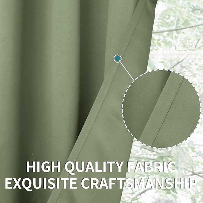 BGment Olive Green Blackout Curtains 45 Inch Length for Kitchen Bedroom Window - Short Thermal Insulated Drapes with Rod Pocket Room Darkening for Bathroom Cafe Rv Camper, 42 x 45 Inch, 2 Panels