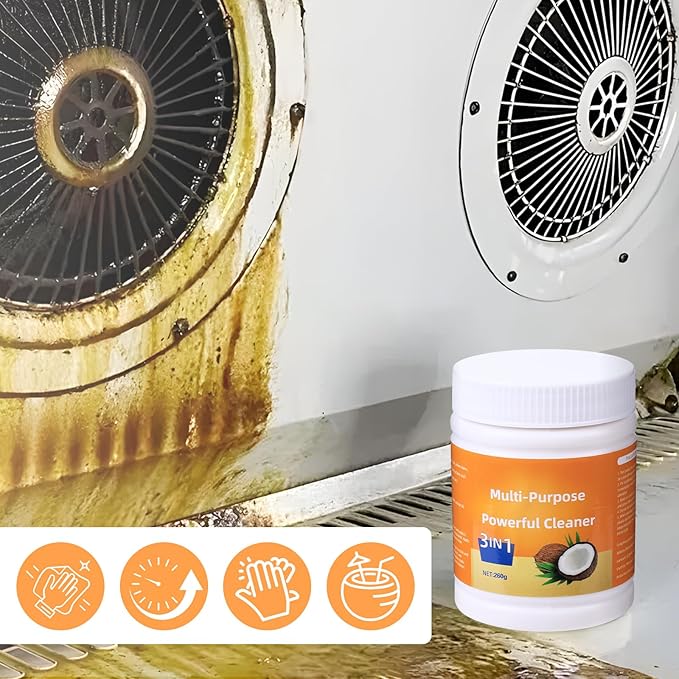 Multi-Purpose Powerful Cleaner for Kitchen,Heavy Kitchen Duty Degreaser,3 In 1 Stainless Coconut Oil Cleaning Paste,All-Purpose Cleaner Removes Stains