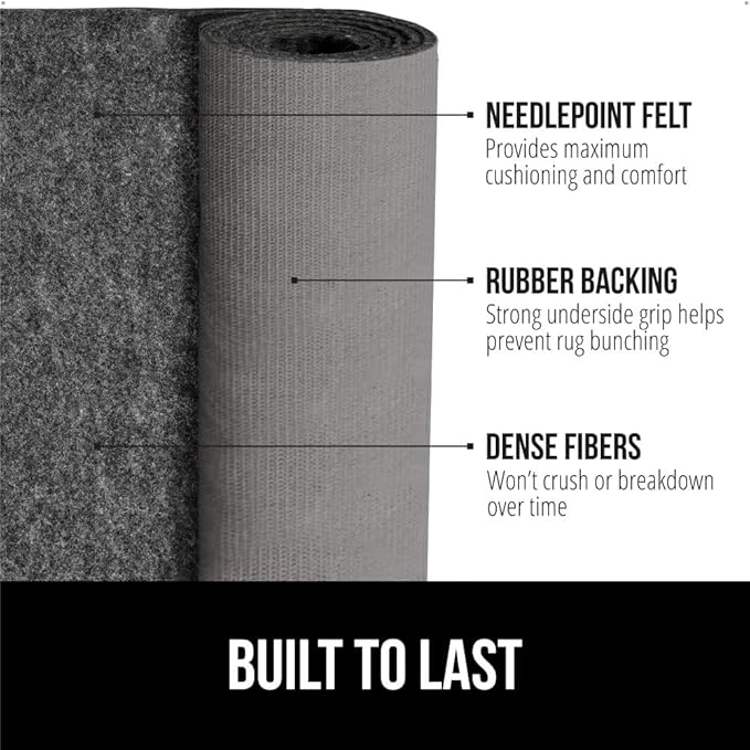 GORILLA GRIP Felt and Natural Rubber Stay in Place Slip Resistant Rug Pad, 1/8in Thick, 2x8 FT Protective Padding Under Area Rugs, Cushioned Gripper Pads, Carpet Runners, Hardwood Floors Protection