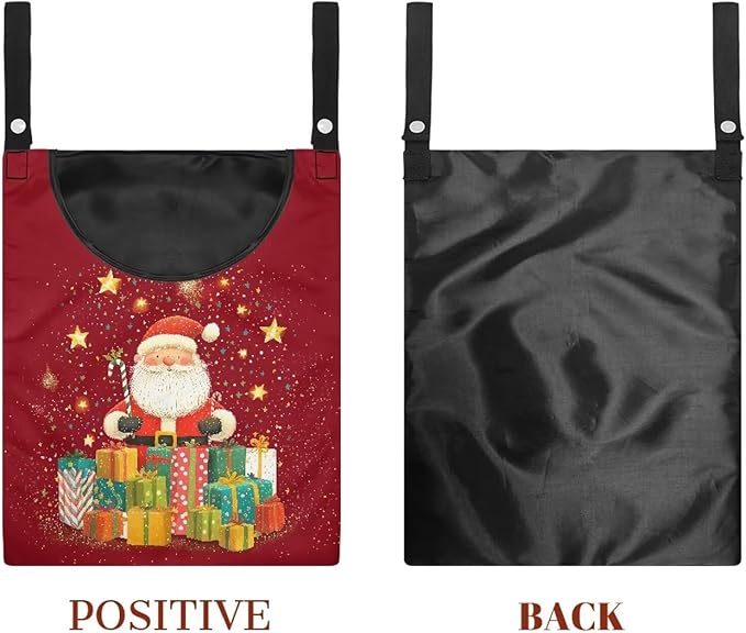 Christmas Santa Claus Clothespin Organizer Bag Shell Beach Clothespin Bags with Hanging Hook Waterproof Clothes Pin Storage Organizer with Large Opening Clothespin Bag