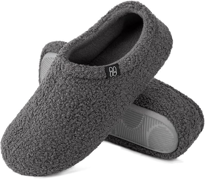 HomeTop Women's Fuzzy Curly Fur Memory Foam Loafer Slippers with Polar Fleece Lining