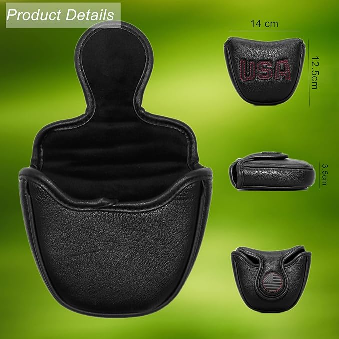 Golf Putter Cover, Putter Headcovers Golf Club Head Covers Putter Headcover for Blade Leather Golf Mallet Putter Head Covers with Magnetic for All Brands USA Style