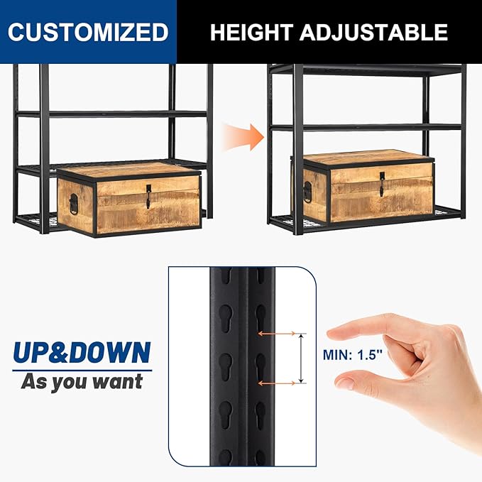 BILT HARD Garage Shelving 3000 LBS 36" W x 18" D x 72" H, Heavy Duty 5-Tier Metal Shelving Units with Adjustable Shelf, Steel Wire Utility Storage Shelves