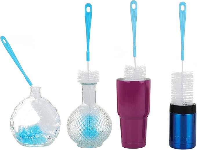 3-Pack Long Bottle Cleaning Brush for Narrow Neck Beer, Wine, Flask, Thermos, Sportwell, Pitcher, Brewing Bottle Cleaner, 16 Inches