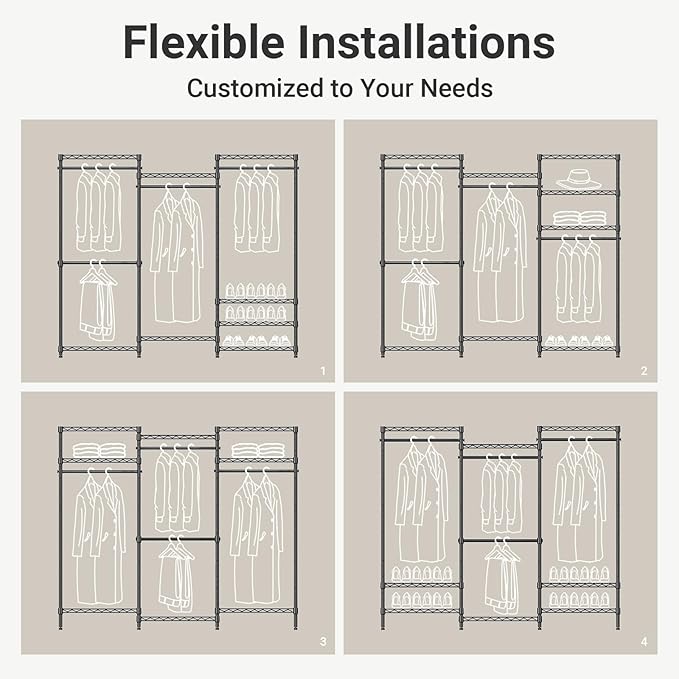 VIPEK V5 Plus Portable Closet Wardrobe Heavy Duty Clothes Rack, Large Free Standing Closet Rack for Hanging Clothes, 85.4" L x 15.7" W x 76.4" H, White