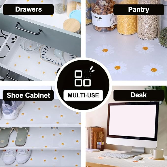 INNOLITES Shelf Liners for Kitchen Cabinets – Drawer Liner Waterproof & Oil-Proof, Non-Adhesive EVA Mat – Durable & Washable – for Shelves, Cupboard, Dresser 23.6" x 360"