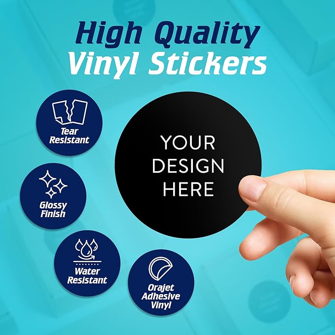 5-1000 Custom Vinyl Stickers - Upload Your own Image, Text, Design, Logo - Personalized Logo Labels for Handmade, Packaging, Bottle, Jars, Candle, Brand Stickers (Black, 3x3)