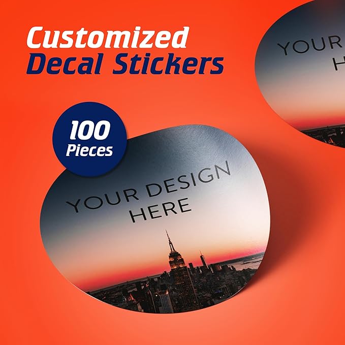 100 Custom Vinyl Stickers - Upload Your own Image, Text, Design, Logo - Personalized Logo Labels for Handmade, Packaging, Bottle, Jars, Candle, Brand Stickers (City, 6x6)