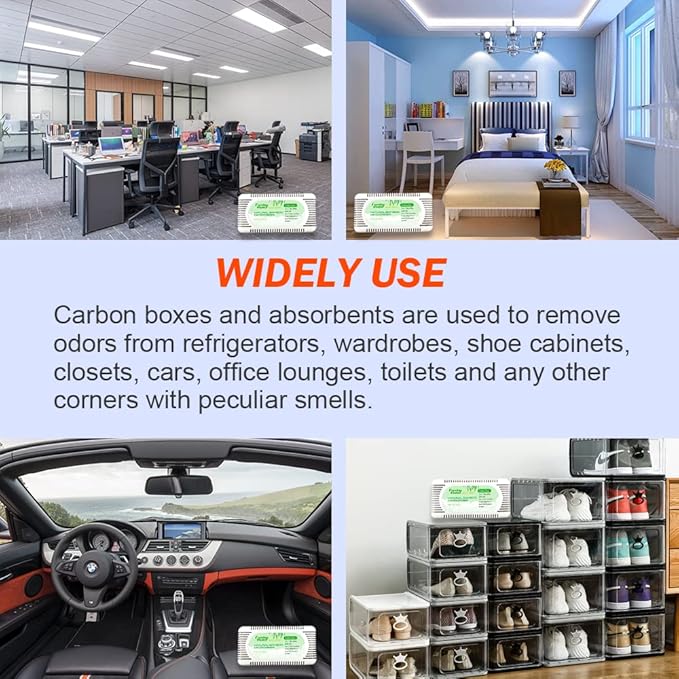 2Packs Fonday Refrigerator Deodorizer Odor Eliminator for Fridges Freezers Coolers Lunch Boxes Bamboo Charcoal More Effective Than Baking Soda