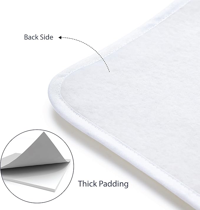 Encasa Homes Ironing Mat/Pad (Small 28"x20") with 3mm Padding & Silicone Iron Rest for Steam Pressing on Tabletop or Bed - Heat Resistant, Portable, Quilting & Travel Blanket - Daisy Grey