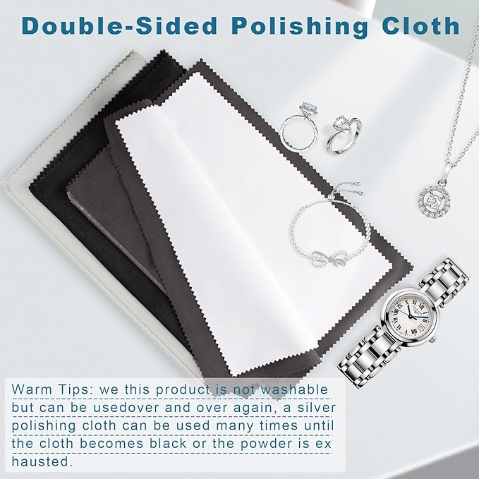 Phinus 3PCS Jewelry Cleaning Cloth, 10'' x 12'' Silver Polishing Cloth Jewelry, 100% Cotton Jewelry Cloth Polishing for Cleaning Gold, Diamonds, Platinum, Gemstones, Coins