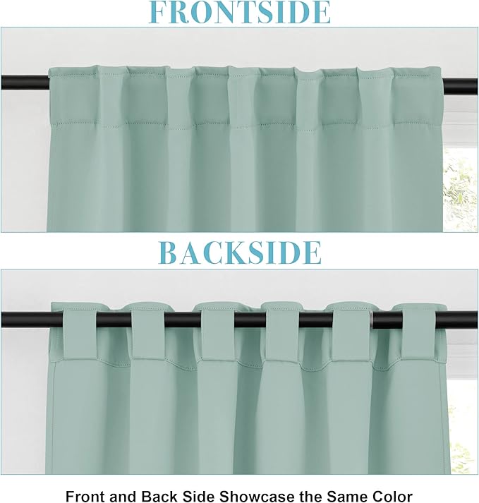 RYB HOME Kitchen Window Curtains - Blackout Privacy Half Window Curtains for Bedroom Bathroom Dining Living Room Cafe Office Short Tiers Drapes, W 34 x L 36 inches, 2 Panels, Aqua