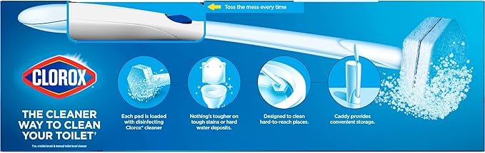 CLOROX Original Toilet Cleaning System, ToiletWand, Storage Caddy, 6 Refill Heads, Dorm Room Essentials