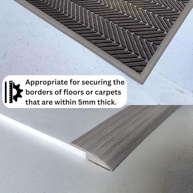 Floor Transition Strip Self Adhesive Carpet Wood Tile Vinyl Flooring Laminate Transition Cover Edge Trim Gap Doorway Threshold for Uneven Floors Heights Within 5 mm (120 inches, Gray Forest)