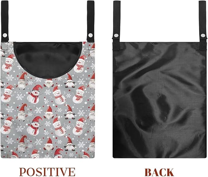 Cute Snowman Large Capacity 14.5 x 12 Inch Clothespin Bag with Hanging Hook Waterproof Clothes Pin Hanging Bag Clothespin Storage Organizer with Large Opening