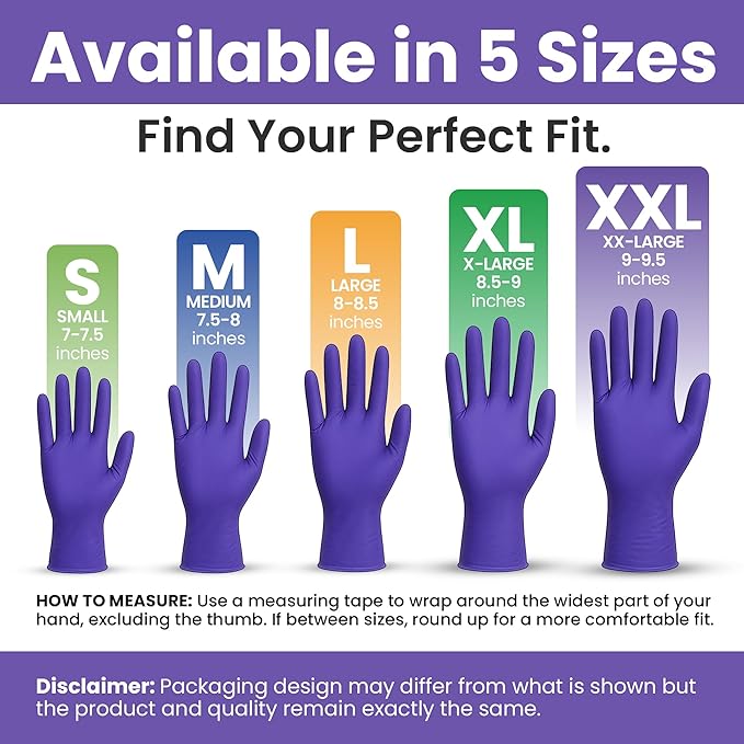 SafeWay Nitrile Disposable Gloves — Multi-Purpose Powder-Free, Non-Latex, Medical Use, and Textured Fingertips for Food Prep, Cleaning, Tattoo, Nursing, Lab, Examination, & More — (8000pcs, 2X Large)