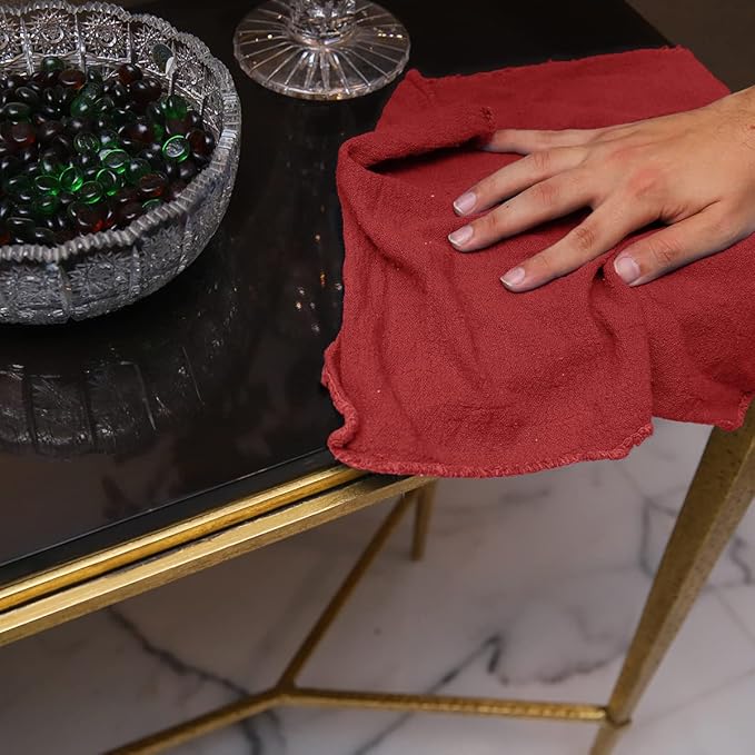 Avalon Towels Cotton Shop Rags – (Pack of 100) Size 12x14 Inches Cleaning Rags – Absorbent Shop Towels and Multipurpose Cleaning Towels for Automobiles, Industries, Garage and Homes