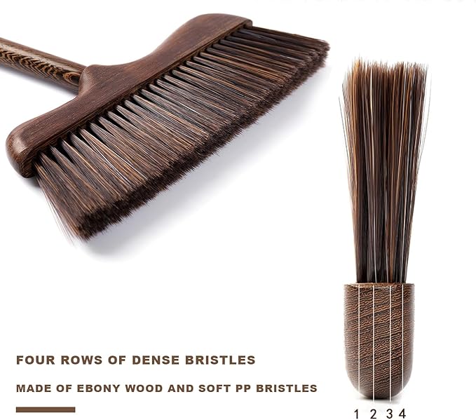 Wood Angle Broom – 44.8” Wooden Handle Compact Brooms for Indoor Kitchen – Soft PP Bristles, Durable Sweeping Broom