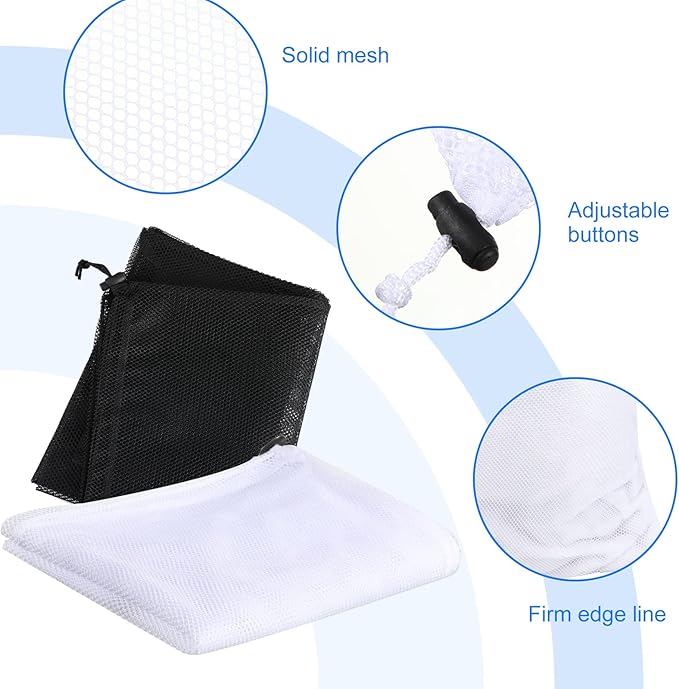 Berlune 30 Pack 24 x 36 Inches Large Mesh Bags for Laundry, Wash bags, Sturdy Mesh Material Closed with Drawstring, Factory, University, Dormitory, Travel and Apartment Dweller (Black, White)