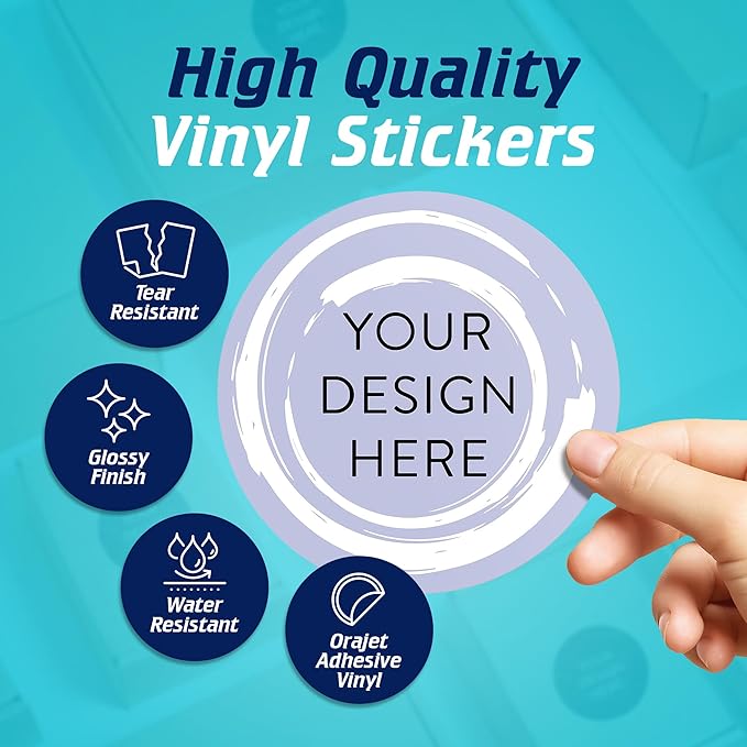 100 Custom Vinyl Stickers - Upload Your own Image, Text, Design, Logo - Personalized Logo Labels for Handmade, Packaging, Bottle, Jars, Candle, Brand Stickers (Lavender Swirls, 5x5)