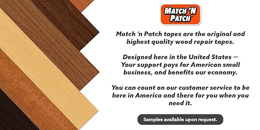 MATCH 'N PATCH Realistic Wood Grain Repair Tape - Durable Multi-Use Adhesive Tape for Furniture, Floors, Cabinets, Windows, Doors, RV, Home Decor & DIY Projects - Honey Maple, 2.25 inch x 15 feet