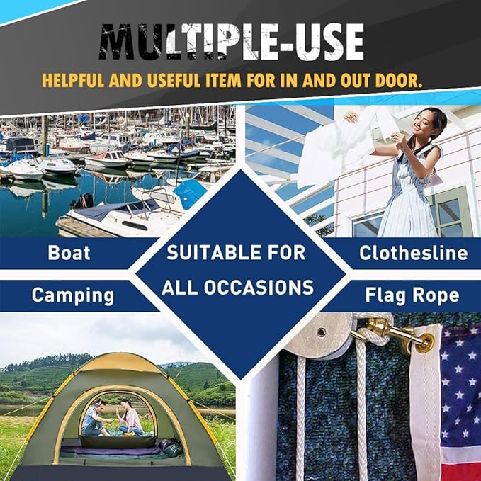 PerkHomy Cotton Rope 3/16" (5mm) 100 ft Multi Purpose Utility Diamond Braided Cord, Natural Cotton for Clothes Line Camping Crafting Flag Pole, White