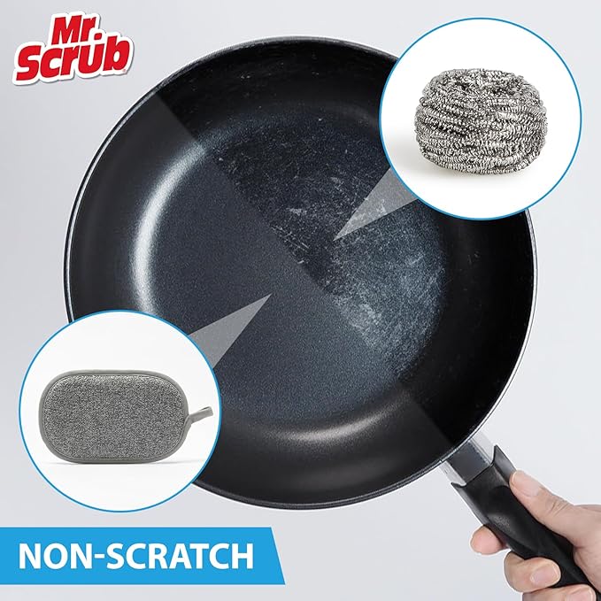 Sponges Kitchen Dish Sponge for Washing Dishes Cleaning Kitchen, All-Purpose, 6 Pack, Non Scratch, Rough Scrubbers Side for Non-Stick Cookware, Soft Microfiber Scrub Side for Dishes, Mr. Scrub