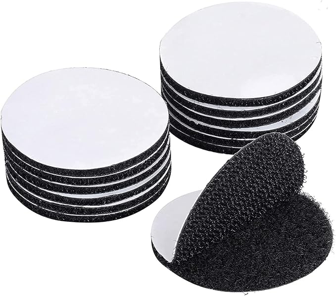 BRAVESHINE 12PCS Industrial-Strength Hook and Loop Fasteners - Double Sided Sticky Tapes - Anti Slip Rug Gripper Tapes Carpet Stickers for Home Office Use - Round Adhesive Wall Mounting Tape 1.5inch