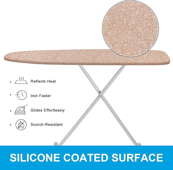 Dalykate Ironing Board Cover 21 x 57 with Scorch and Stain Resistant Thick Padding and Elasticized Edge Ironing Board Covers 4 Fasteners and 1 Protective Scorch Mesh Cloth