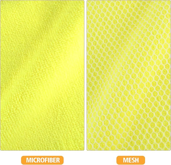 KinHwa Kitchen Washcloths for Dishes Absorbent Microfiber Dish Cloths Quick Dry Dish Rags with Poly Scour Scrub Side Ideal for Kitchen Cleaning (Yellow, 7inchx7inch 9 Pack)