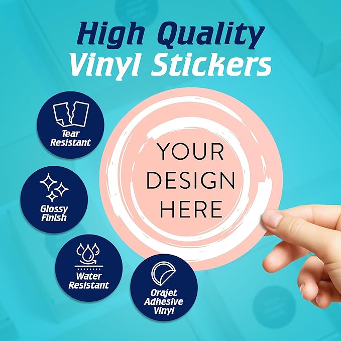 100 Custom Vinyl Stickers - Upload Your own Image, Text, Design, Logo - Personalized Logo Labels for Handmade, Packaging, Bottle, Jars, Candle, Brand Stickers (Peach, 6x6)