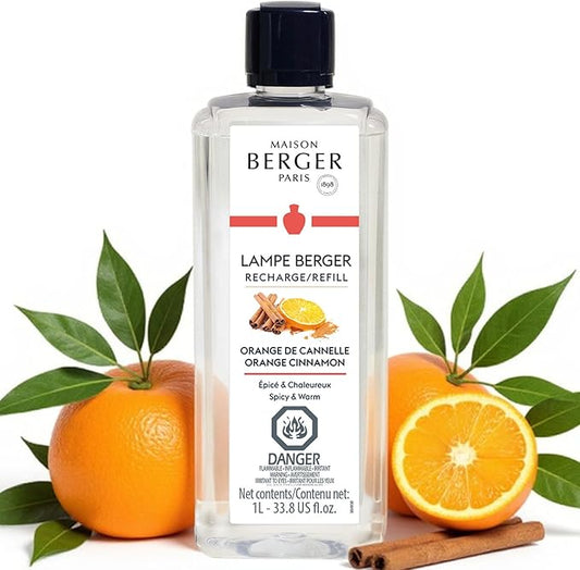Maison Berger - Orange Cinnamon - Lampe Berger Fragrance Refill for Home Fragrance Oil Diffuser - Air Freshener - 33.8 Fluid Ounces - 1 Liter