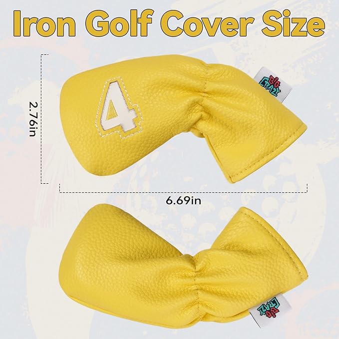 Big Crazy Golf Iron Covers, 10pcs Colorful Iron Head Covers, Long Neck and Elastic Closure for Club Protect, Golf Iron Head Covers Set for Man and Woman