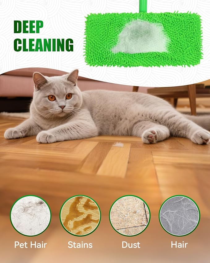 Reusable Wet Pads Refill for Swiffer Sweeper Mop, Dry Sweeping Cloths & Wet Mopping Cloths for Household Cleaning, Washable Microfiber Pads for Wood Floors, 6 Pack