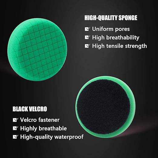 Green Heavy Cut Pad, Buffing Polishing Pads, SPTA 1Pc 3.5 Inch Face for 3 Inch 80mm Backing Plate Compound Buffing Sponge Pads for Car Buffer Polisher Compounding, Polishing and Waxing -FPTSS3G
