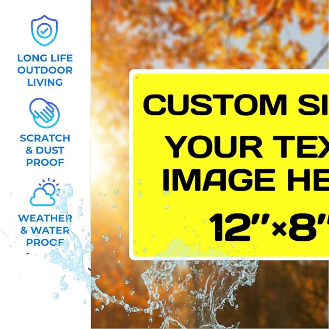 Personalized Aluminum Metal Signs - Weatherproof, Custom Text & Picture, Multiple Sizes, Ideal for Hazards, Gardens, Doors & Businesses