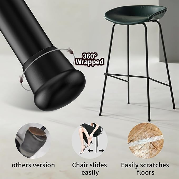 1 Inch Heavy Duty Rubber Chair Leg Caps - 24 PCS Non-Slip Furniture Floor Protectors with Metal Inserts for Wood, Tile, Carpet - Fits Chairs,Stools,Bar Stools