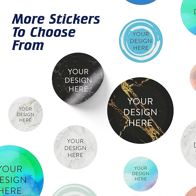 100 Custom Vinyl Stickers - Upload Your own Image, Text, Design, Logo - Personalized Logo Labels for Handmade, Packaging, Bottle, Jars, Candle, Brand Stickers (Black Gold Marble, 5x5)