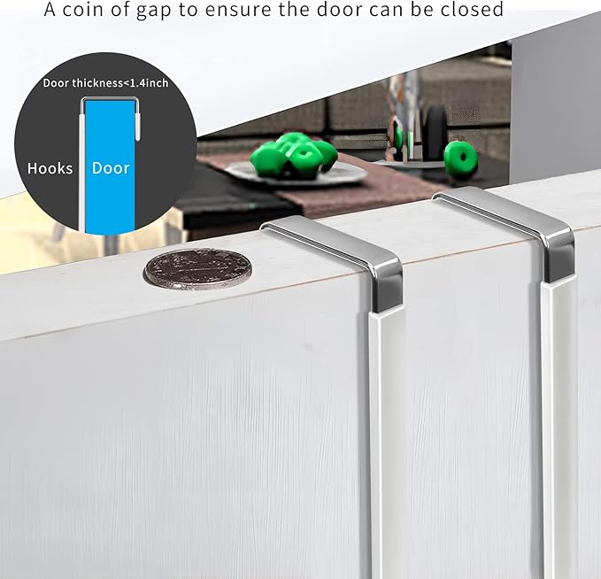 FYY Over The Door Hooks, 10 Pack Door Hangers Hooks with Rubber Prevent Scratches Heavy Duty Organizer Hooks for Living Room, Bathroom, Bedroom Hanging Clothes, Towels, Hats, Coats, Bags White